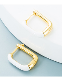 Fashion White Dripping Square Earrings