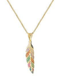 Fashion Color Gold Color-plated Copper And Zirconium Leaf Necklace