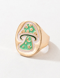 Fashion Green Geometric Dripping Mushroom Ring