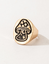 Fashion Black Geometric Dripping Mushroom Ring