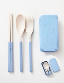 Fashion Blue Wheat Straw Cutlery Set