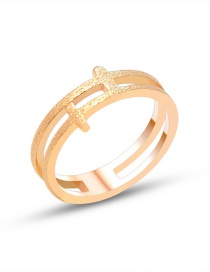 Fashion Rose Gold Color Titanium Steel 18k Real Gold Color Frosted Ring