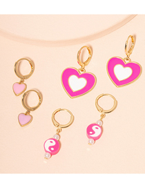 Fashion Pink Alloy Dripping Love Ear Ring Set