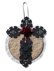 Fashion Black Halloween Rose Flower Cross Door Hanger