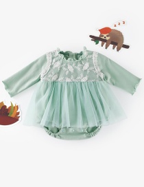 Fashion Green Baby Lace Floret One-piece Dress