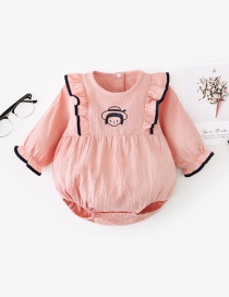 Fashion Pink Flying Sleeve Round Neck Baby Jumpsuit