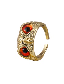 Fashion Red Copper Owl Eye Ring