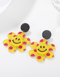 Fashion Yellow Acrylic Smiley Flower Earrings