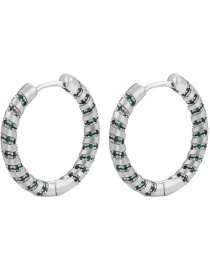 Fashion White Gold Color And Green Diamonds Micro-inlaid Zirconium Circle Ear Ring