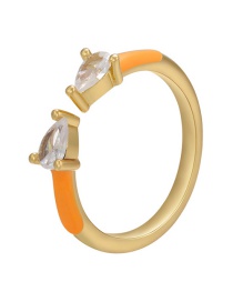 Fashion Orange Drop Oil Drop Type Zirconium Open Ring