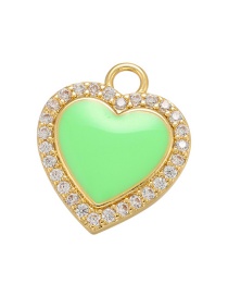 Fashion Green Micro-inlaid Zirconium Drop Oil Love Diy Love Accessories