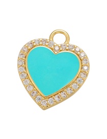 Fashion Blue-green Micro-inlaid Zirconium Oil Drop Oil Love Diy Love Accessories
