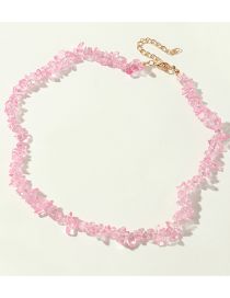 Fashion Pink Irregular Multicolored Gravel Necklace