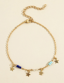 Fashion Gold Color Color Rice Beads Five-pointed Star Tassel Anklet