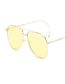 Fashion Gold Color Frame Yellow Film Large Frame Frog Mirror Curved-leg Sunglasses