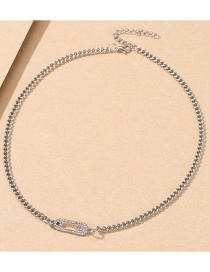 Fashion Silver Color Diamond Brooch Necklace