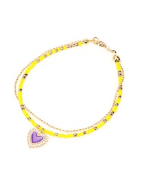 Fashion Purple Love Micro Diamond Drop Oil Love Rice Bead Double Bracelet