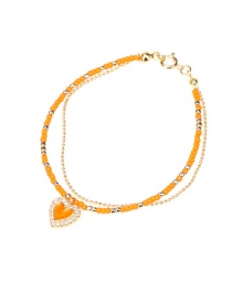 Fashion Orange Love Micro Diamond Drop Oil Love Rice Bead Double Bracelet