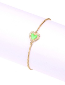 Fashion Green Micro Diamond Love Heart Metal Bead Bracelet
