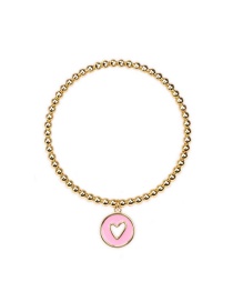 Fashion Pink Copper Drop Oil Hollow Heart Bracelet