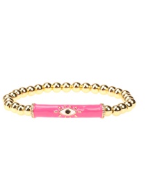 Fashion Pink Oil Dripping Eye Metal Beads Bracelet
