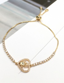 Fashion Golden Bronze Diamond Love Palm Bracelet