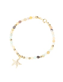 Fashion Amazon Stone Micro Diamond Beaded Starfish Bracelet