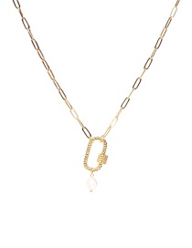 Fashion Square Section Gold-plated Copper Love Geometric Stitching Necklace