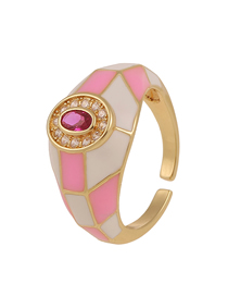 Fashion Pink Geometric Diamond Drop Oil Ring
