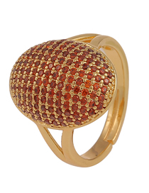 Fashion Red Oval Ring With Diamonds