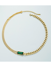 Fashion Golden Titanium Steel Emerald Necklace
