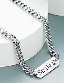 Fashion Silver Geometric Tag Thick Chain Necklace