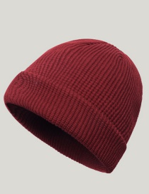 Fashion Light Board Wine Red Pure Color Wool Knit Cap