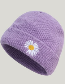 Fashion Purple Daisy Knitted Hat Pure Color Woolen Daisy Knitted Pullover Hat