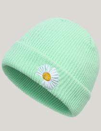 Fashion Green Daisy Knitted Hat Pure Color Woolen Daisy Knitted Pullover Hat