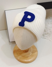 Fashion White P Letter Woolen Hat Letter Wool Cap