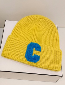 Fashion Yellow C Letter Woolen Hat Letter Wool Knitted Beanie