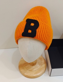 Fashion Orange B Letter Woolen Hat Knit Hat With Letter Flanging Knitted Pullover Cap