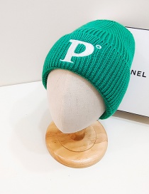 Fashion Grass Green P Letter Knitted Hat Knitted Cap With Woolen Letters