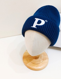 Fashion Royal Blue P Letter Knitted Hat Knitted Cap With Woolen Letters