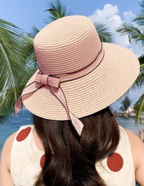 Fashion Pink Big Bow Woven Straw Hat