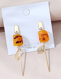 Fashion Golden Resin Alloy Leaf Long Earrings