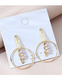 Fashion Golden Real Gold-plated Pearl Cutout Round Earrings
