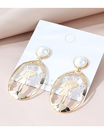 Fashion 14k Gold Real Gold-plated Portrait Pearl Geometric Earrings