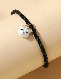 Fashion White Painted Oil Kitten Beaded Bracelet