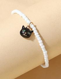 Fashion Black Painted Oil Kitten Beaded Bracelet
