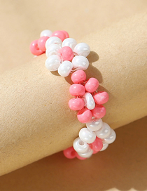Fashion (pink + White) Rice Bead Bead Winding Ring