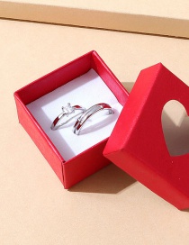 Fashion Silver Copper Inlaid Zirconium Geometric Ring