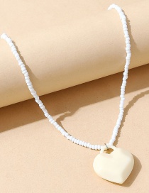 Fashion White Resin Rice Beads Love Necklace