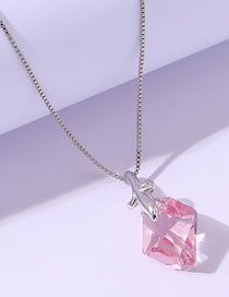 Fashion Pink Geometric Crystal Banana Necklace